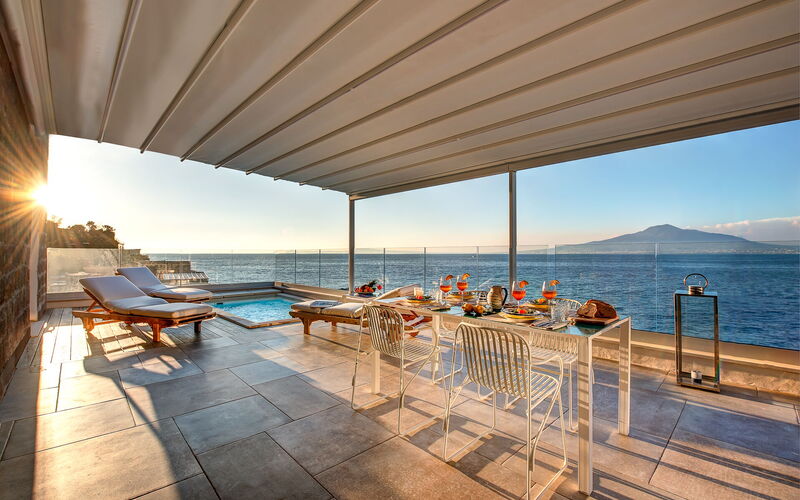 Sea Front with Panoramic View on the Napoli Gulf: Stunning Sunset on the Vesuvio