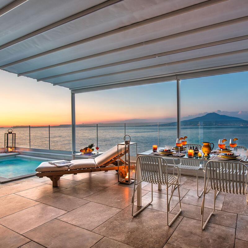 Sea Front with Panoramic View on the Napoli Gulf: Stunning Sunset on the Vesuvio